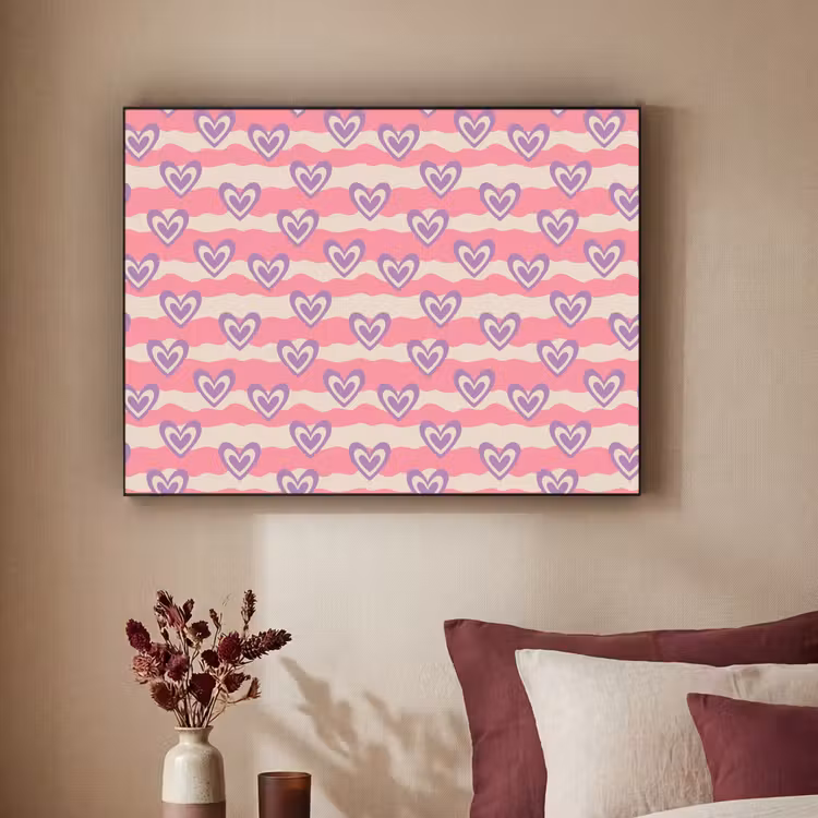 Golven - Patroon - Hartjes - Retro Textielframe - compleet frame klein 947 -sfeer1