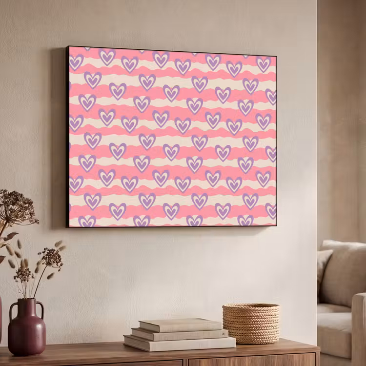 Golven - Patroon - Hartjes - Retro Textielframe zwart klein 947 -sfeer3