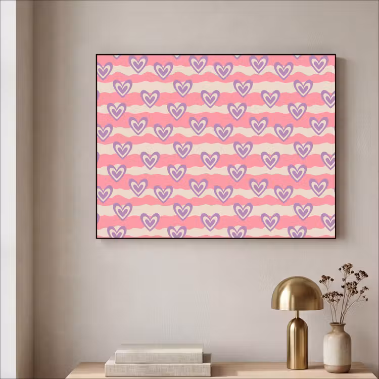 Golven - Patroon - Hartjes - Retro Textielframe zwart klein 947 -sfeer2