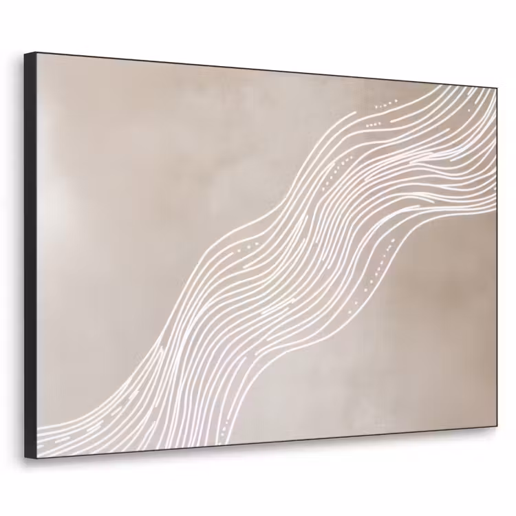 Golvende lijnen - Vloeiend - Zandkleurig Textielframe zwart klein -3d
