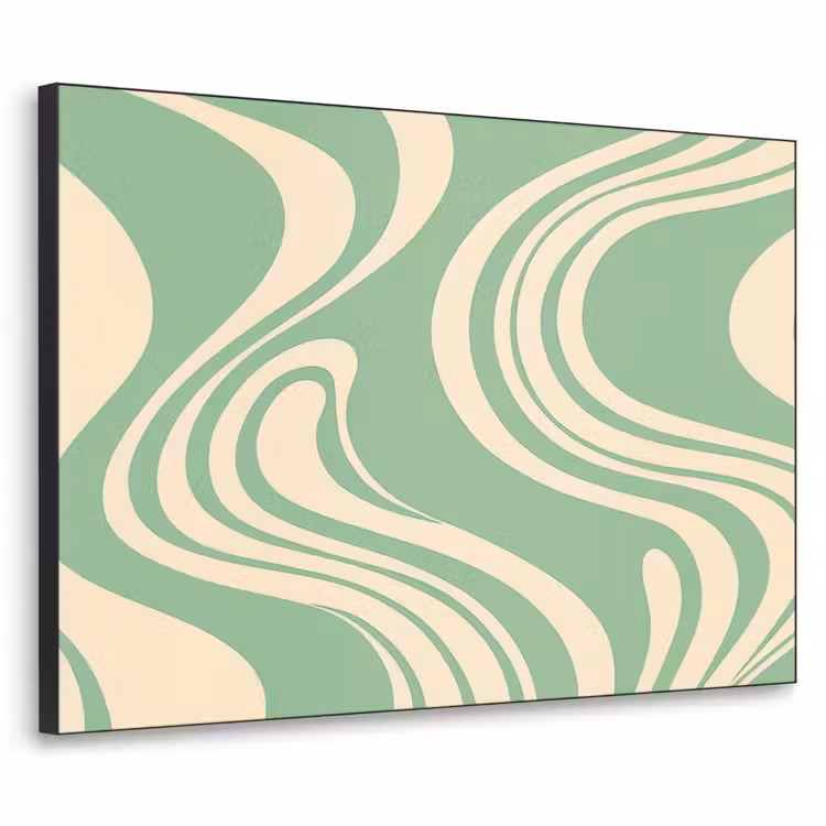 Golvende lijnen - Mintgroen - Dansende vormen Textielframe - compleet frame klein -3d
