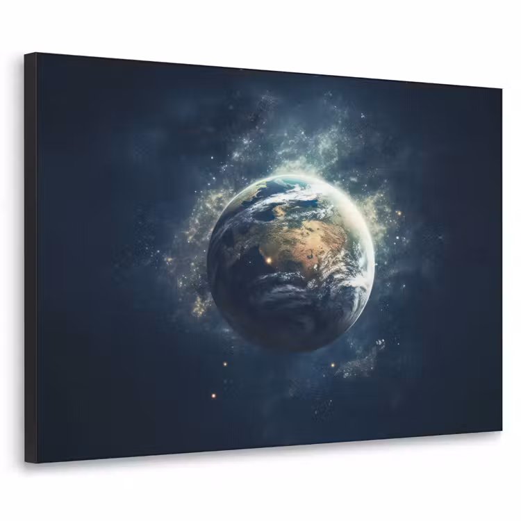 Ruimte - Aarde - Sterren - Heelal Textielframe zwart klein -3d