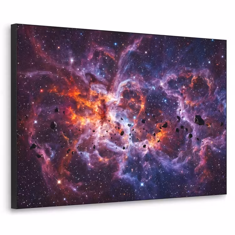 Space - Stars - Abstract - Colorful Textielframe zwart klein -3d