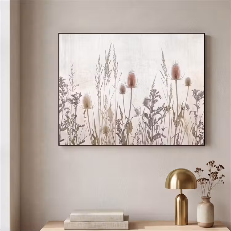 Weidebloemen - Design - Sepia Textielframe zwart klein -sfeer2