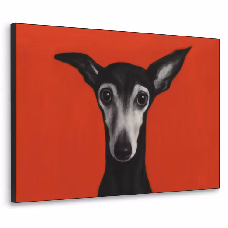 Windhond - Minimalistisch - Rood Textielframe zwart klein -3d