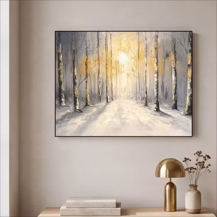 Winter - Abstract - Sneeuw - Natuur - Zon Textielframe zwart klein -sfeer2