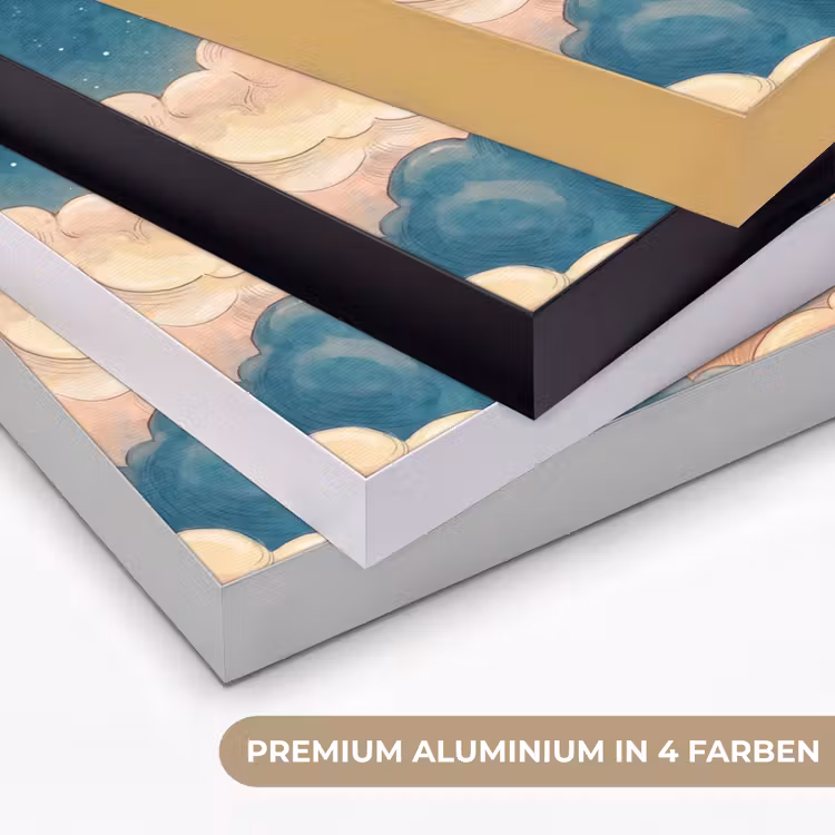 Wolk - Lucht - Natuur - Illustratief - Oranje Textielframe zwart klein -USP_kleurenDE