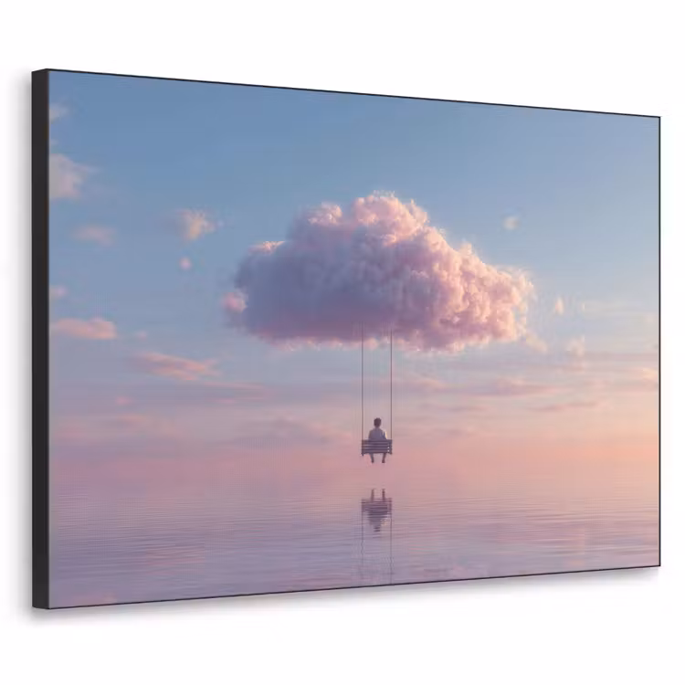 Wolk - Schommel - Kleurrijke lucht Textielframe - compleet frame klein -3d