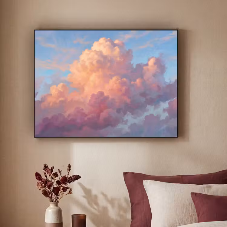 Wolken - Lucht - Natuur - Abstract - Kleurrijk Textielframe zwart klein -sfeer1