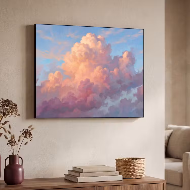 Wolken - Lucht - Natuur - Abstract - Kleurrijk Textielframe zwart klein -sfeer3