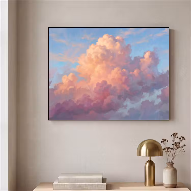 Wolken - Lucht - Natuur - Abstract - Kleurrijk Textielframe zwart klein -sfeer2
