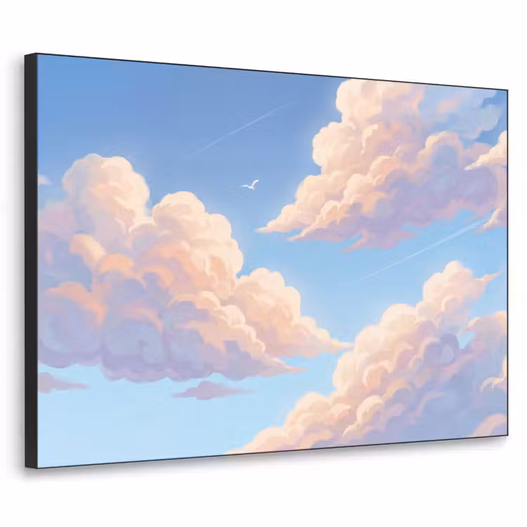 Wolken - Lucht - Natuur - Blauw Textielframe zwart klein -3d