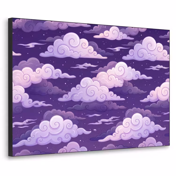 Wolken - Nacht - Natuur - Abstract - Paars Textielframe zwart klein -3d