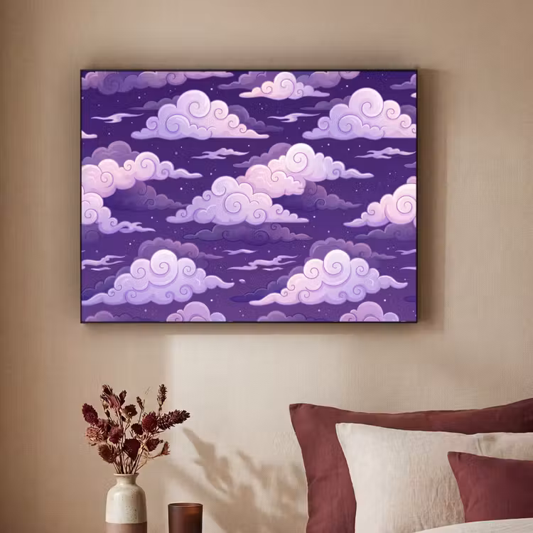 Wolken - Nacht - Natuur - Abstract - Paars Textielframe zwart klein -sfeer1