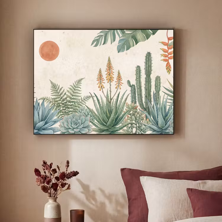 Woestijn - Planten - Groen Textielframe zwart klein -sfeer1