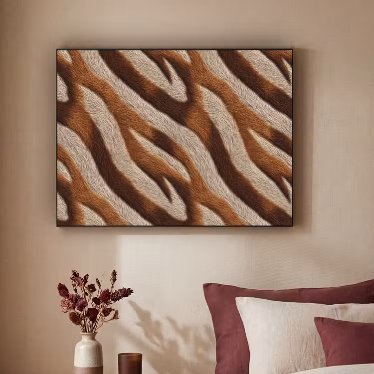 Zebra - Bruin - Patroon Textielframe zwart klein 947 -sfeer1