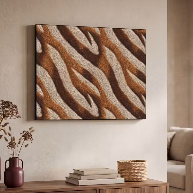 Zebra - Bruin - Patroon Textielframe zwart klein 947 -sfeer3