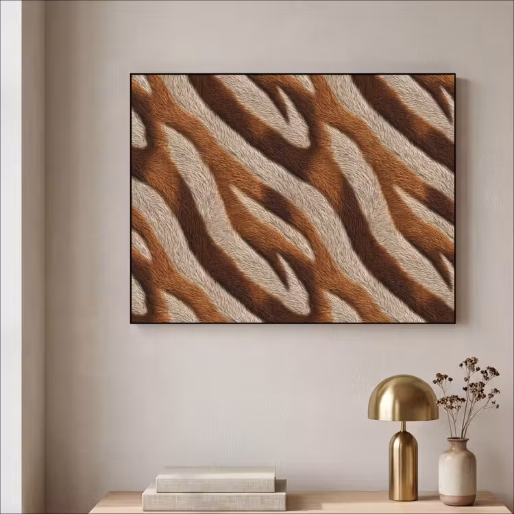 Zebra - Bruin - Patroon Textielframe zwart klein 947 -sfeer2