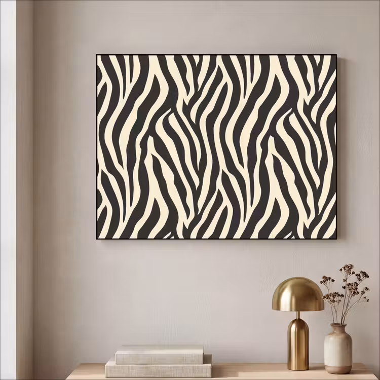 Zebra - Print - Klassiek - Zwart Textielframe zwart klein 947 -sfeer2