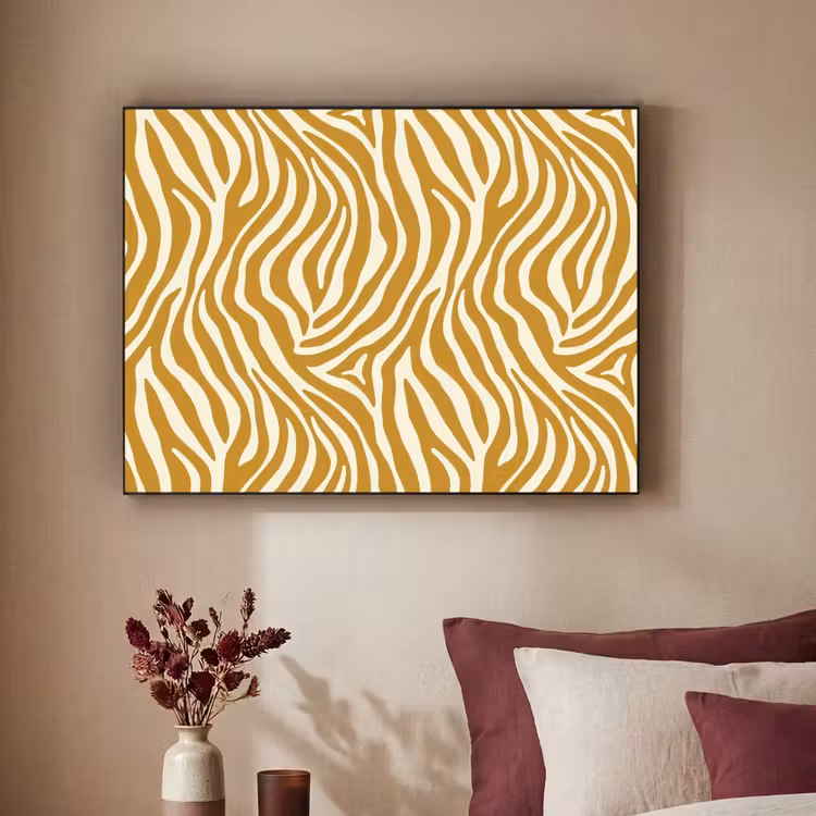 Zebra - Klassiek - Oker - Geel Textielframe zwart klein 947 -sfeer1