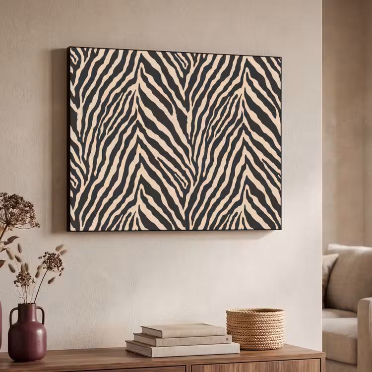 Zebra - Klassiek - Zwart Textielframe zwart klein 947 -sfeer3
