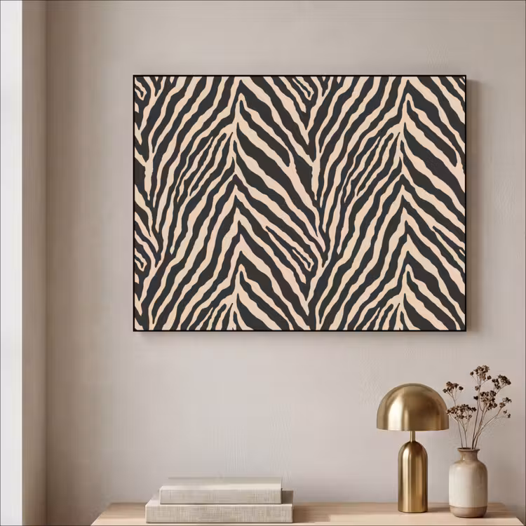 Zebra - Klassiek - Zwart Textielframe zwart klein 947 -sfeer2
