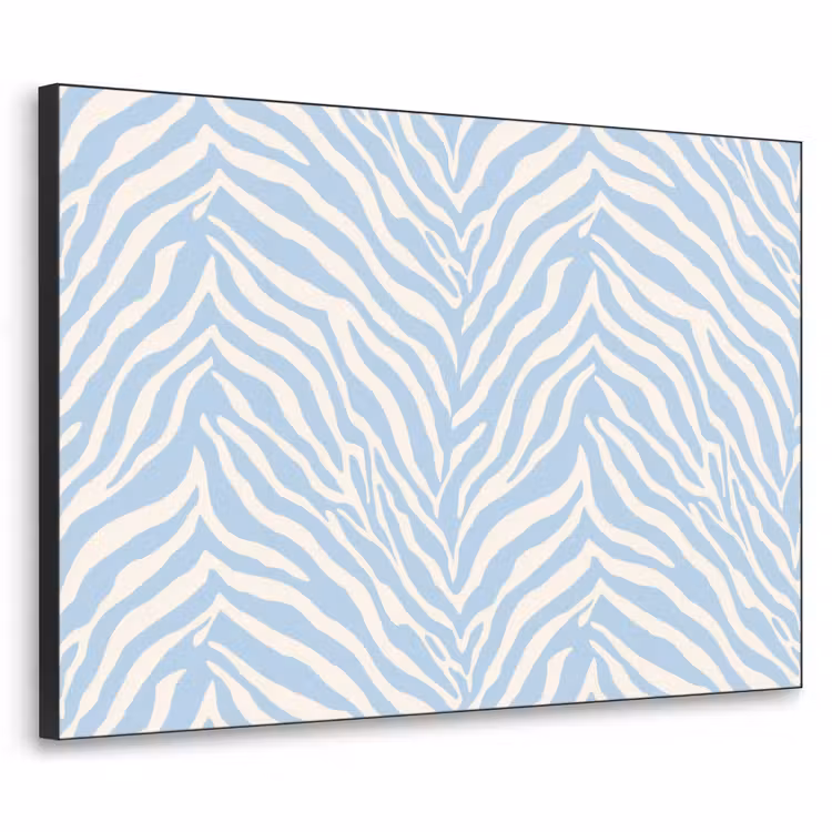 Zebra - Motief - Blauw - Wit Textielframe zwart klein 947 -3d