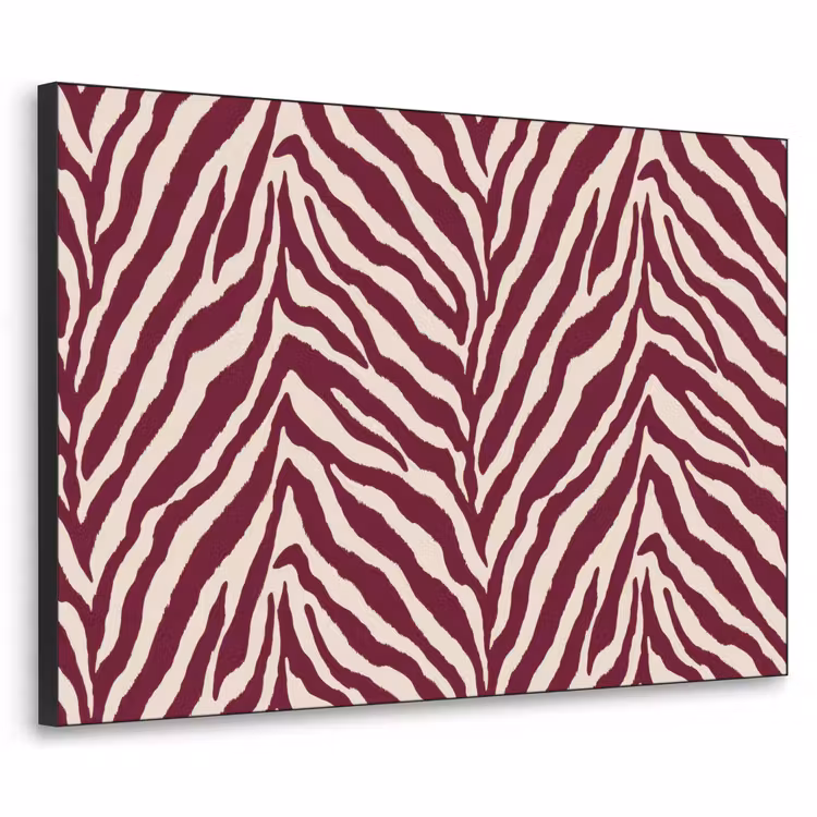 Zebra - Motief - Bordeaux - Rood Textielframe zwart klein 947 -3d