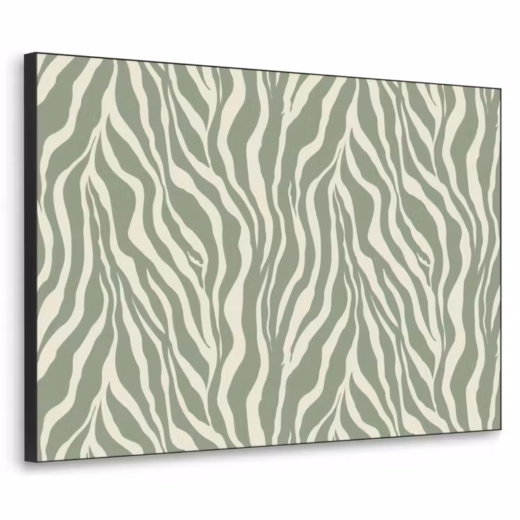 Zebra - Motief - Groen Textielframe zwart klein 947 -3d