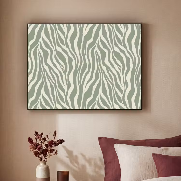 Zebra - Motief - Groen Textielframe zwart klein 947 -sfeer1