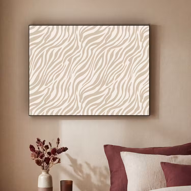 Zebra - Patroon - Beige Textielframe zwart klein 947 -sfeer1