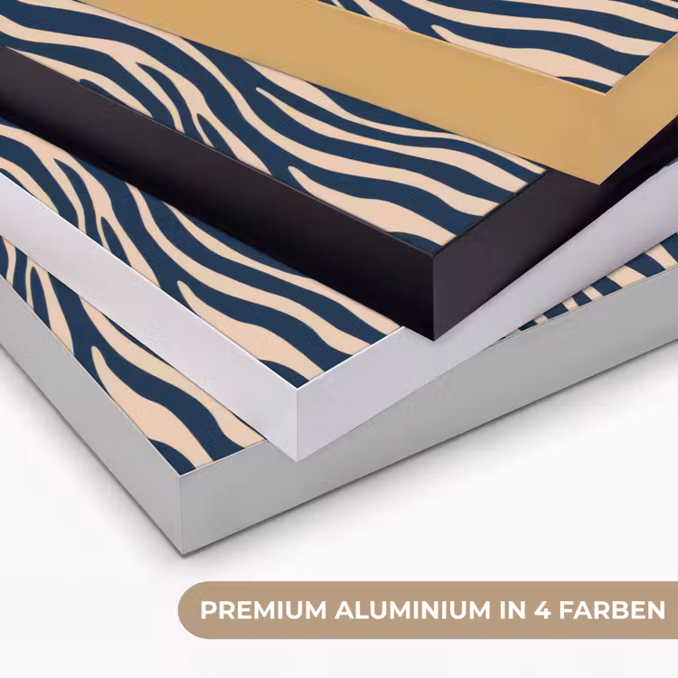Zebra - Patroon - Blauw - Beige Textielframe zwart klein 947 -USP_kleurenDE
