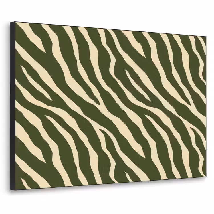 Zebra - Patroon - Groen Textielframe zwart klein 947 -3d