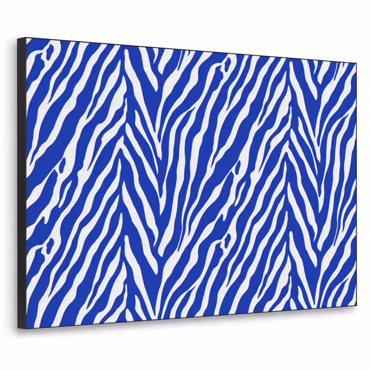 Zebra - Patroon - Kobalt - Blauw Textielframe zwart klein 947 -3d