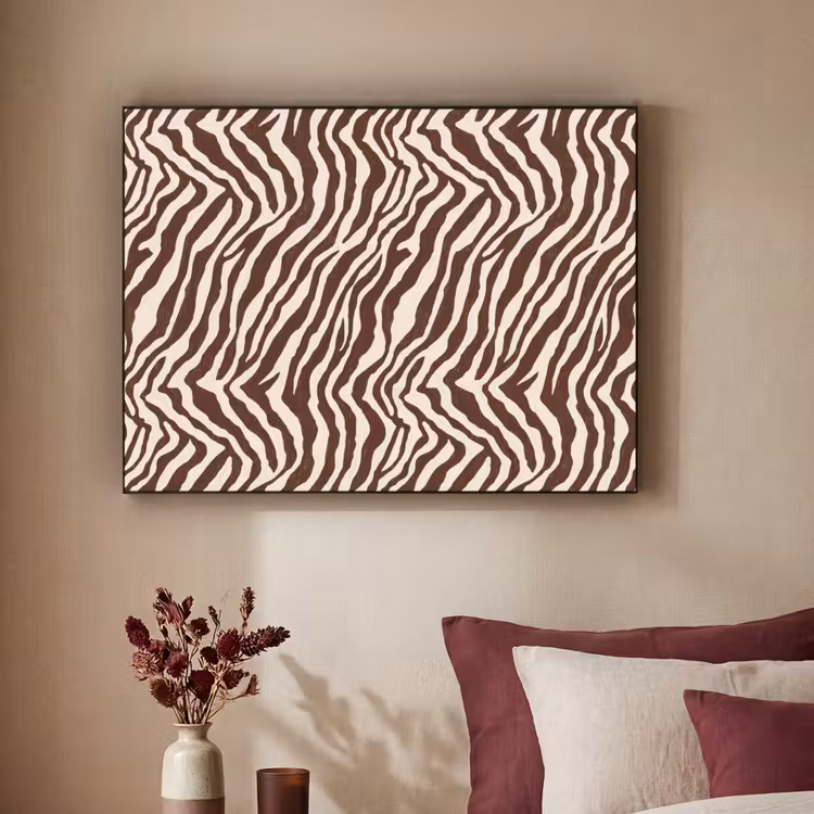 Zebra - Patroon - Zwart - Wit Textielframe zwart klein 947 -sfeer1