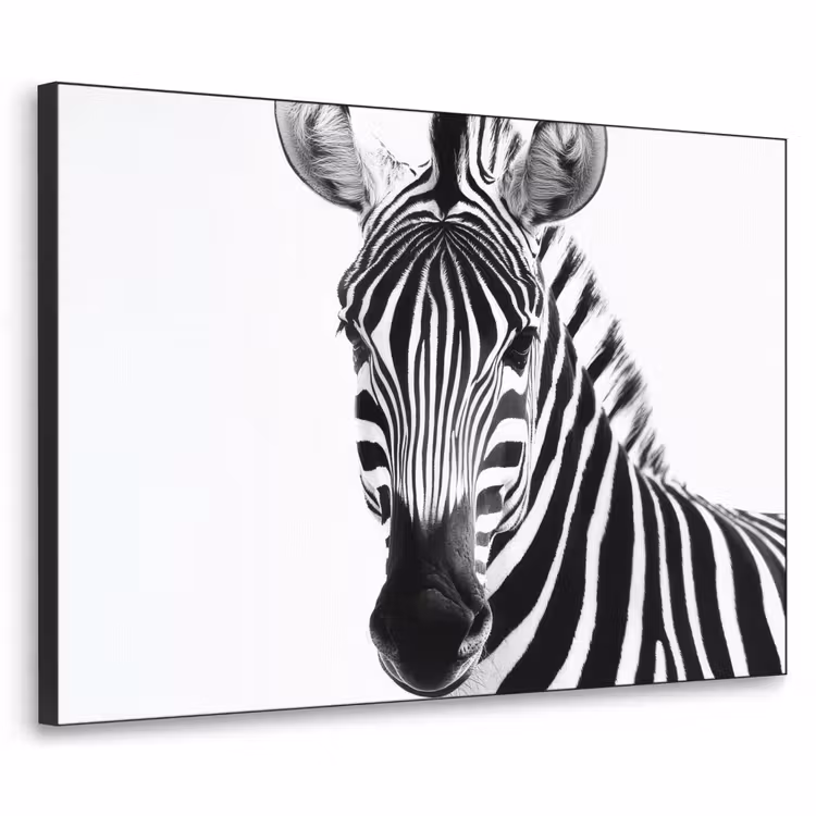 Zebra - Close-up - Zwart - Strepen Textielframe - compleet frame klein -3d
