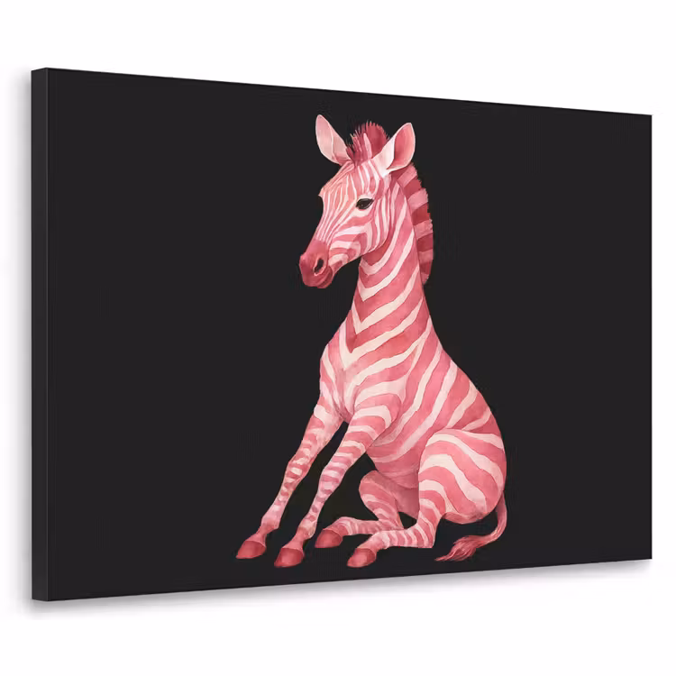 Zebra - Roze - Gestreept Textielframe zwart klein -3d
