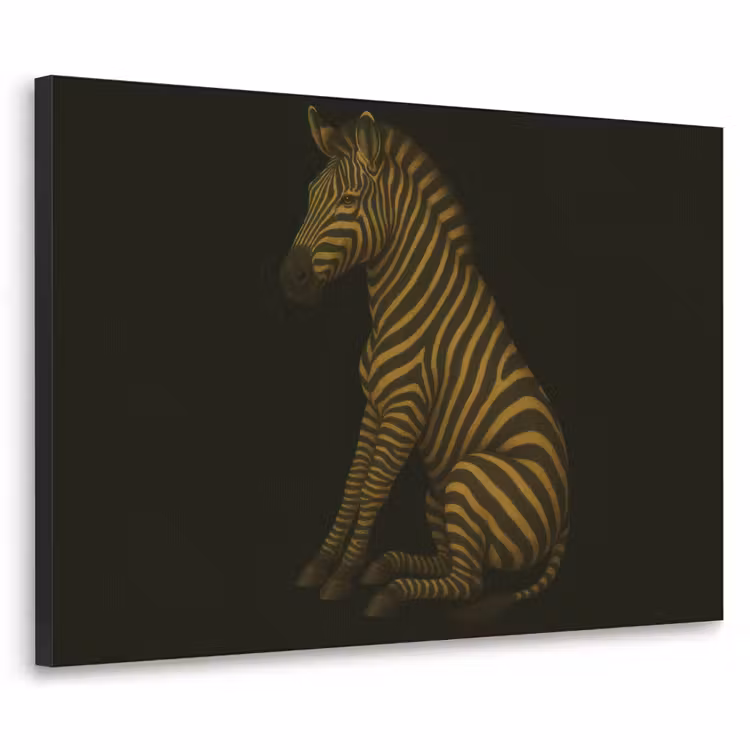 Zebra - Strepen - Goud Textielframe zwart klein -3d