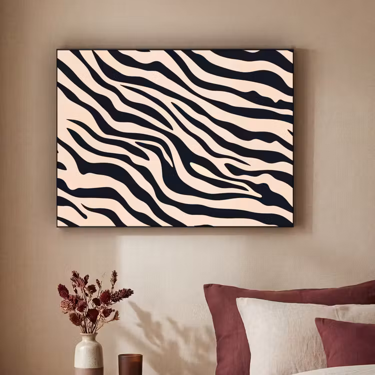 Zebraprint - Dynamisch - Roze Textielframe zwart klein -sfeer1