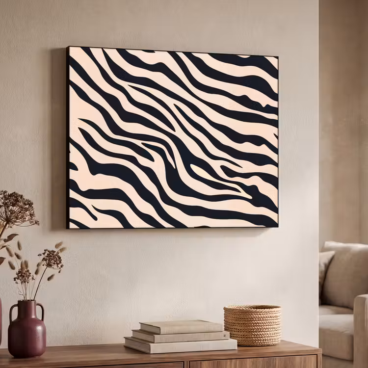 Zebraprint - Dynamisch - Roze Textielframe - compleet frame klein -sfeer3
