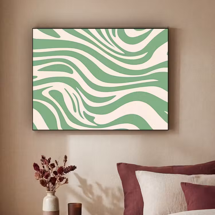 Zebrapatroon - Groen - Retro Textielframe - compleet frame klein -sfeer1