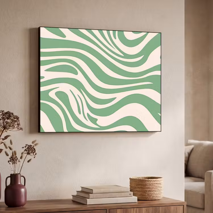 Zebrapatroon - Groen - Retro Textielframe zwart klein -sfeer3