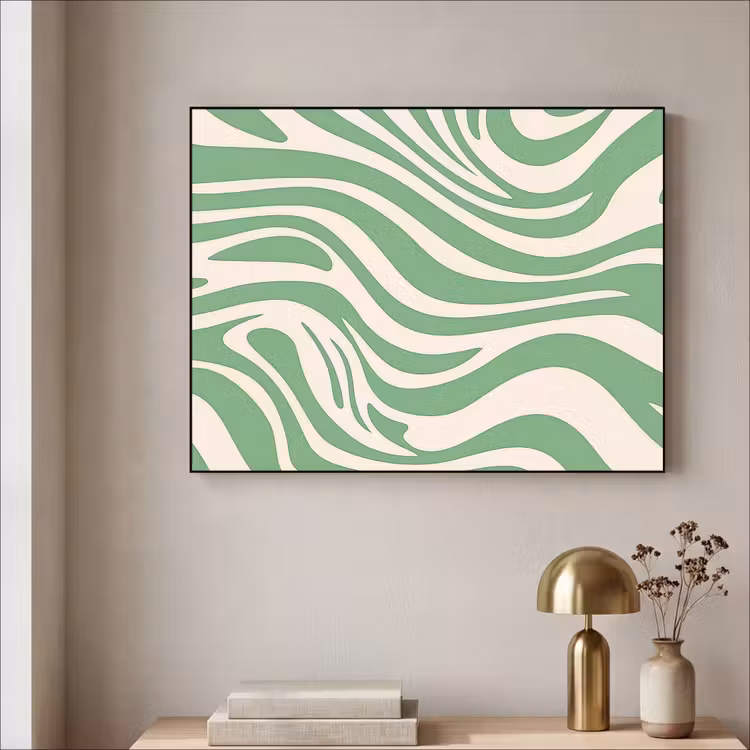 Zebrapatroon - Groen - Retro Textielframe - compleet frame klein -sfeer2