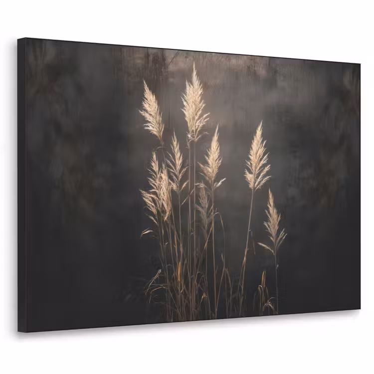 Siergras - Pluimen - Verlichting - Zwart Textielframe - compleet frame klein -3d