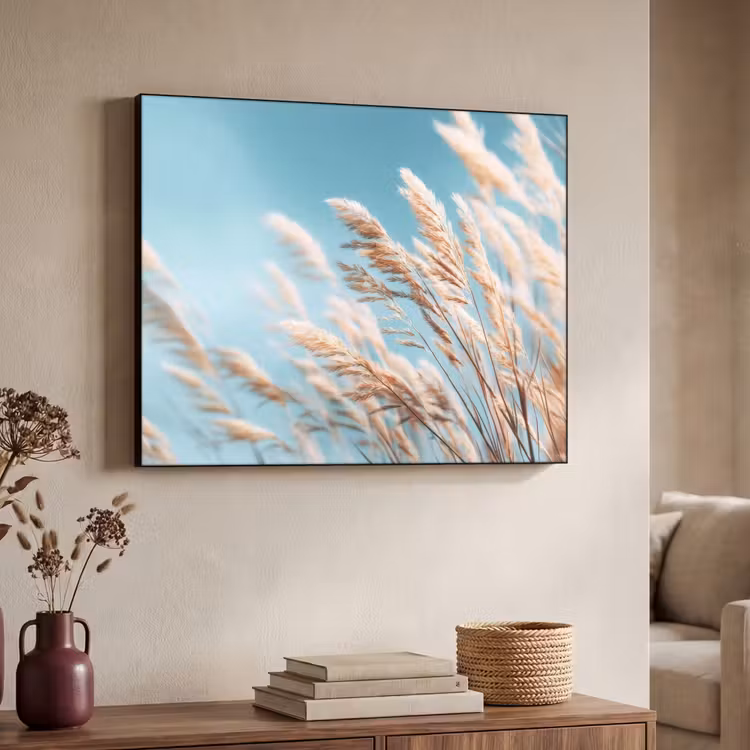 Siergras - Wind - Lichtbruin Textielframe zwart klein -sfeer3