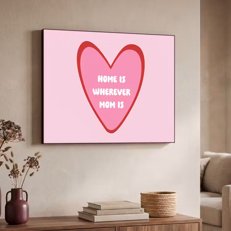 Quote - Moeder - Roze Textielframe zwart klein -sfeer3