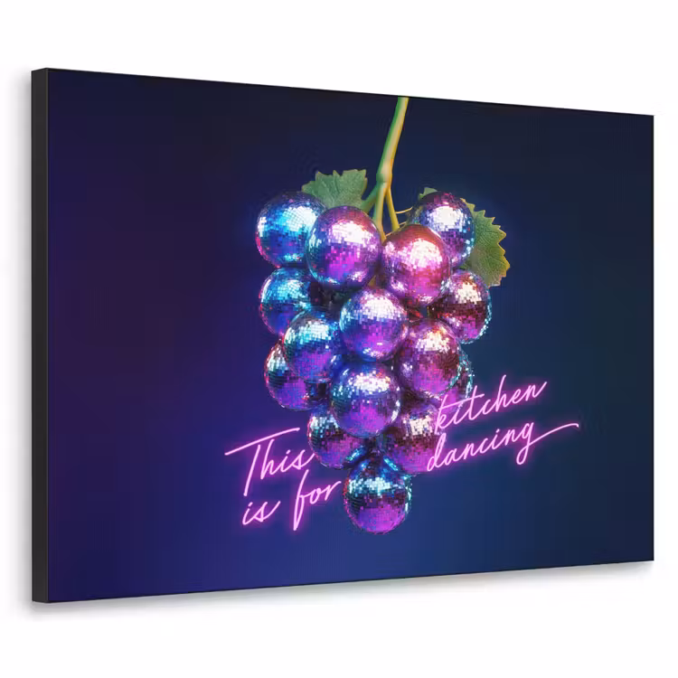 Quote - Neon - Disco - Druiven Textielframe - compleet frame klein -3d