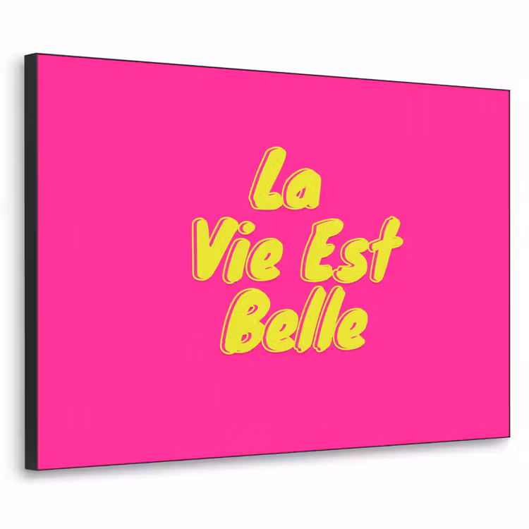 Quote - Retro - Roze Textielframe zwart klein -3d