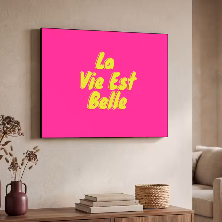 Quote - Retro - Roze Textielframe - compleet frame klein -sfeer3