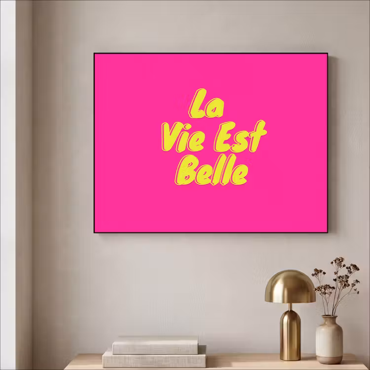 Quote - Retro - Roze Textielframe - compleet frame klein -sfeer2